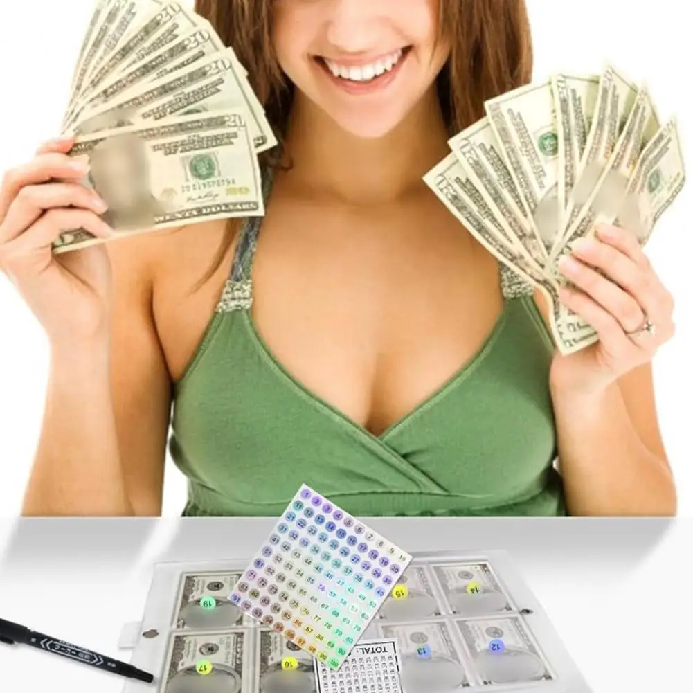 مغلف التحدي الموثق مع القلم ، وتوفير المال الموثق ، 100-day المغلف عدة ، مخطط المنزل ، كتاب ، لامعة