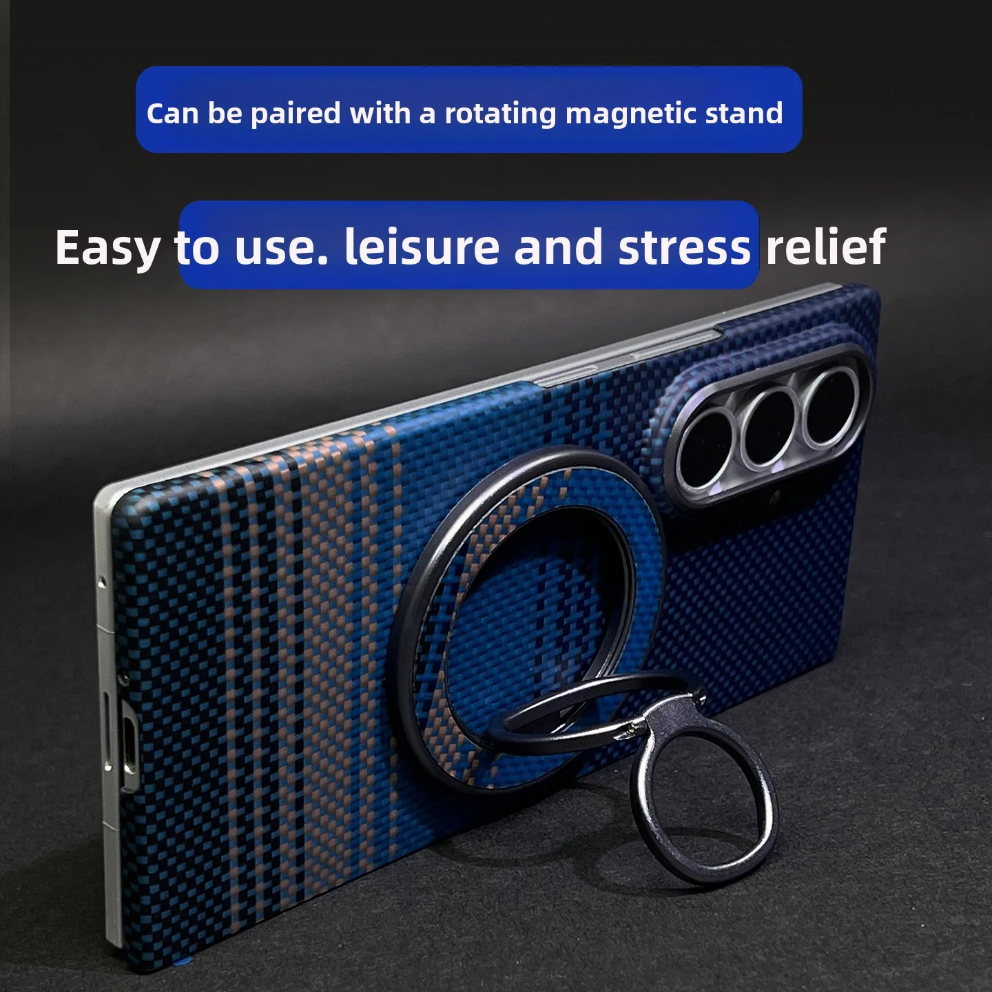 Stand Holder + 100% Carbon Fiber Kevlar Aramid Fibre Case for Samsung Galaxy Z Fold 8 Ultra 8 High-end for Magsafe Protect Cover