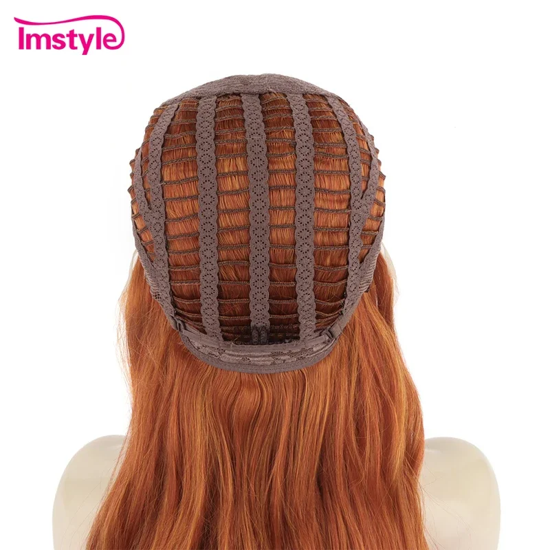 Imstyle-Perruque Lace Front Synthétique Longue pour Femme, Perruques Wavy Naturelles, Perruques Csplay, Documents Mixtes Cuivre, Degré de Chaleur, Vidéo