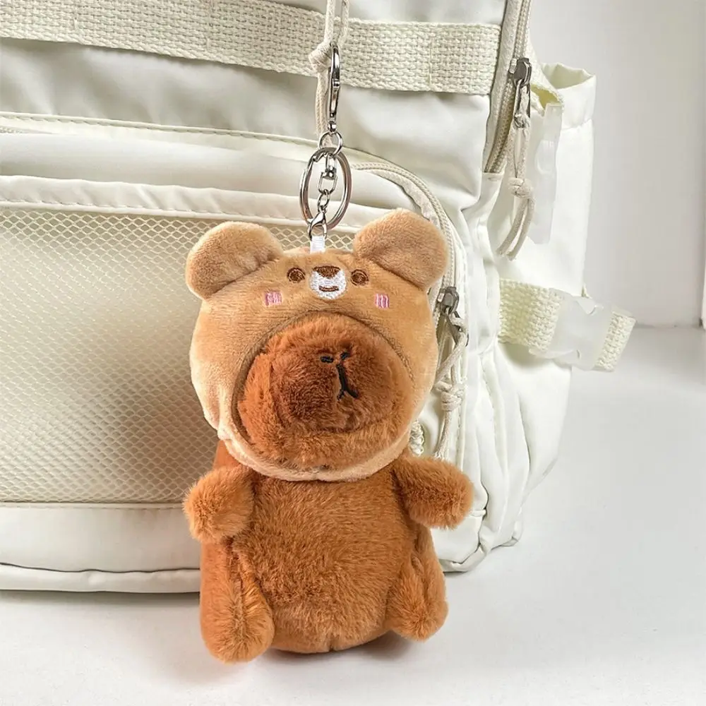 

Funny Fur Capybara Plush Keyring Kawaii Plush Stuffed Kapibara Plushies Pendant Soft Fashion Bear Hood Keychain Kids