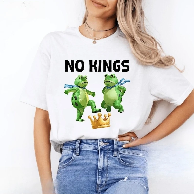 No King Frog Protest Portland Frog Resist Anti ICE Deportation Resistance Shirt Creative Cartoons Graphic Tshirts Short-sleev