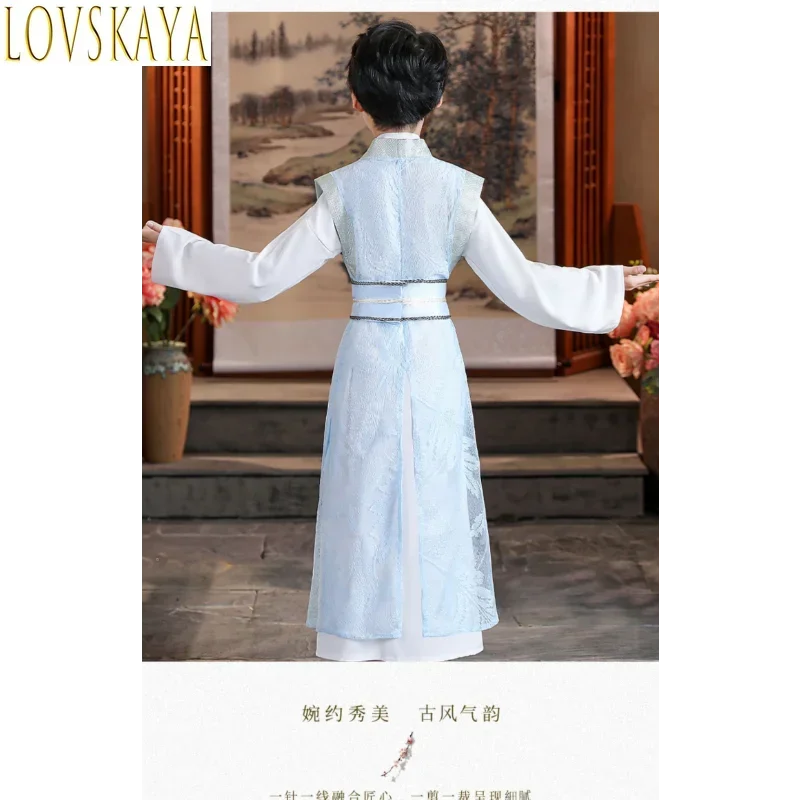 فلوت خيزران للأطفال هانفو ، الباحث الصغير ، الزي القديم ، ملابس الأداء ، أنماط الأولاد والبنات ، أنماط الخريف والشتاء