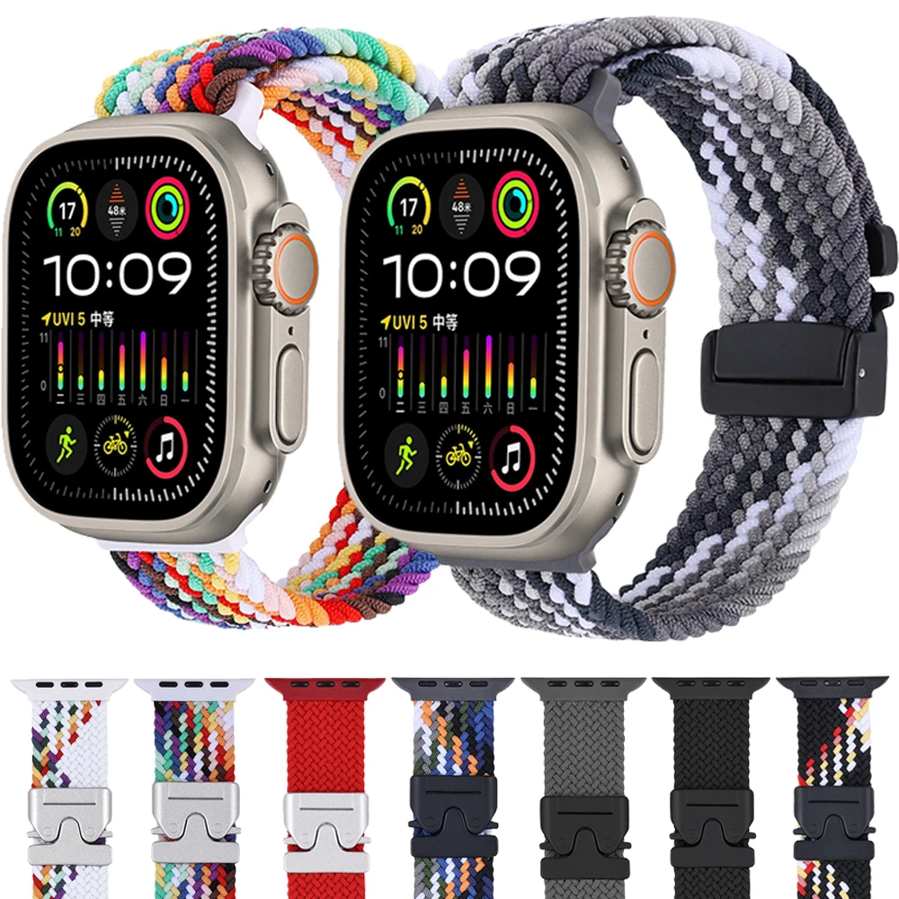 

Parachute Nylon Strap for Apple Watch Band 49mm 46mm 45mm 44mm 42 40 41mm Bracelet Watchband iWatch Series Ultra 10 9 8 7 6 5 SE