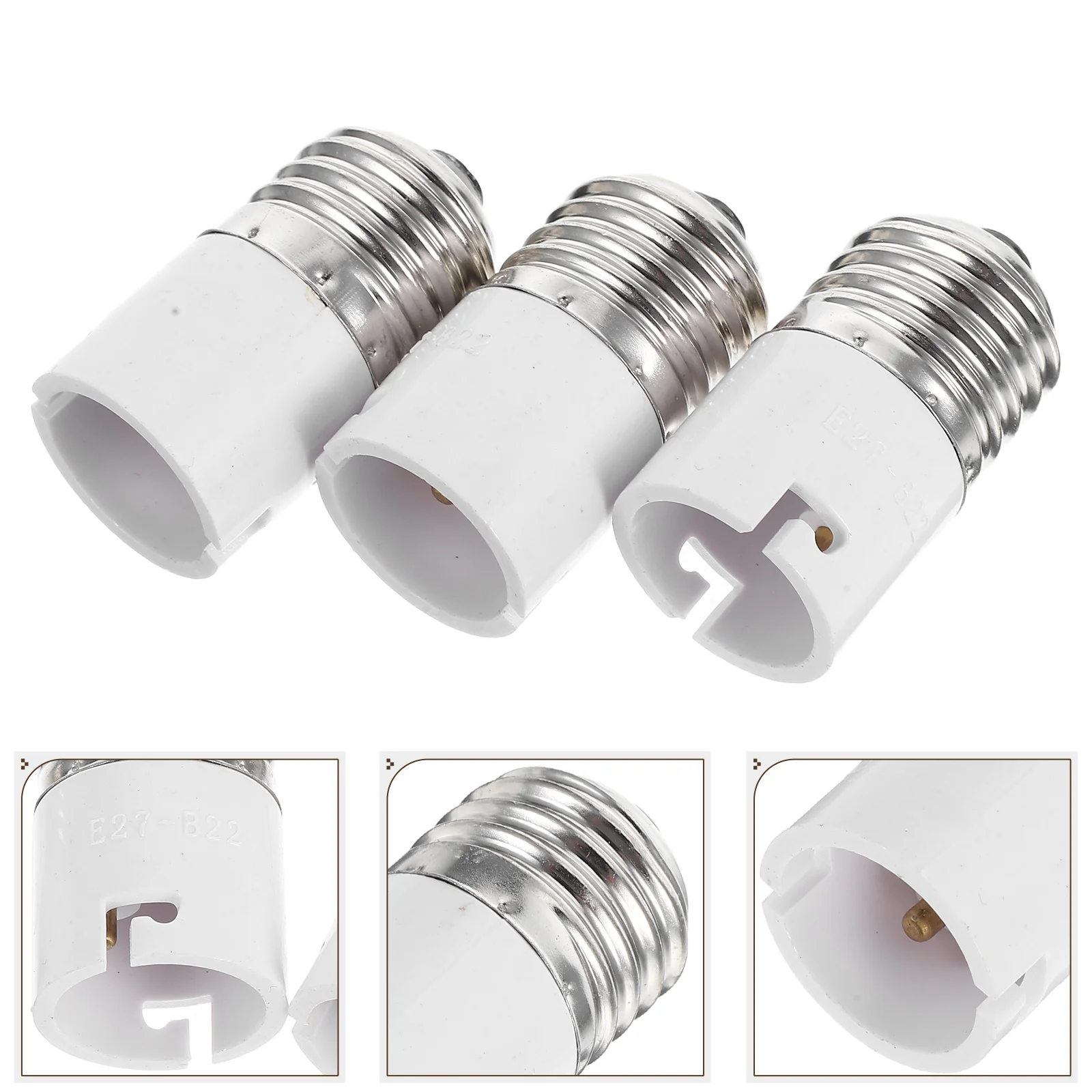 

3Pcs B22 to E27 Light Bulb Adapter Socket Converter Base Holder for Standard Bulbs Home Lighting Fixture Upgrade Gadget