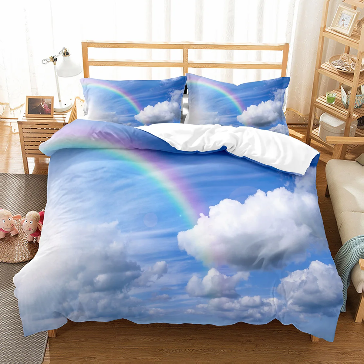 

White Cloud Duvet Cover Set Comforter Cover Twin Full King Size For Kids Teens Adults Bedroom Decor Bedding Set With Pillowcase