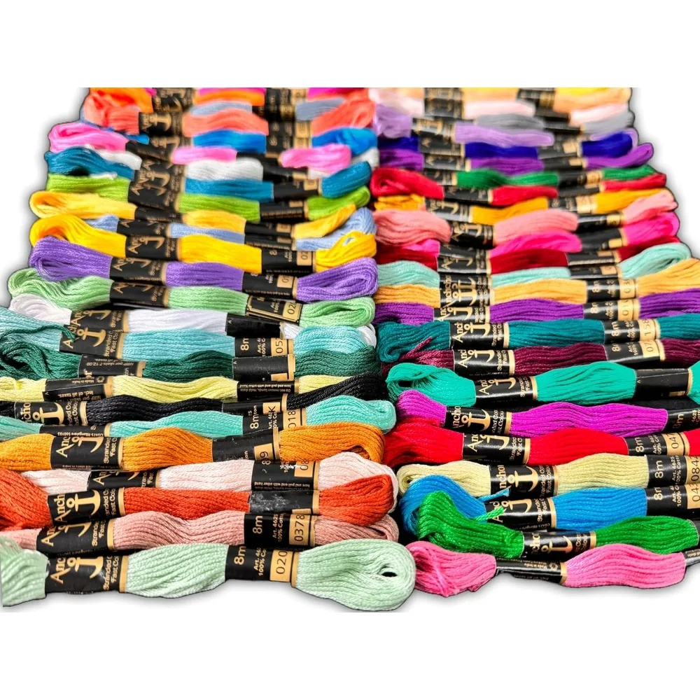 50pcs Mixed Colors Embroidery Floss Kit, Cotton Cross Stitch Thread Skeins for Sewing DIY Craft Bracelets, Rich Palette