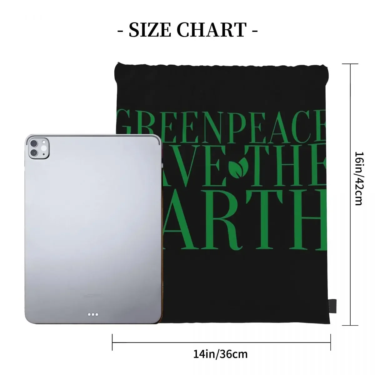 Greenpeace Save The Earth Backpacks Portable Drawstring Bags Drawstring Bundle Pocket Storage Bag BookBag For Travel School