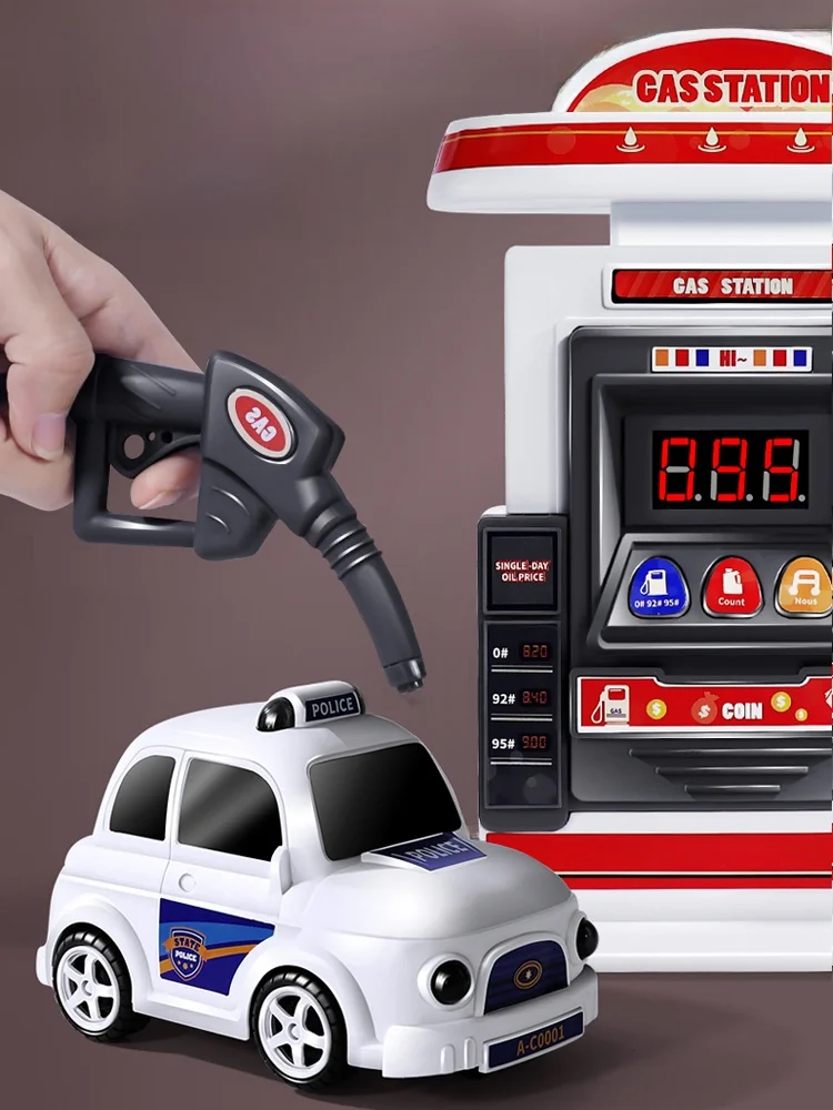 Refueling Station Toy Car Model Set Simulation Educational Children's Boys Birthday Gift Alloy Car Toy Collectible Model