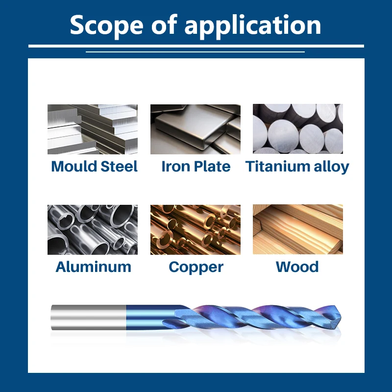 XCAN Hartmetallbohrer 1–12 mm Nano-Spiralbohrer mit blauem Beschichtung für CNC-NC-Maschinenwerkzeug zum Bohren von Hartmetall und Stahl