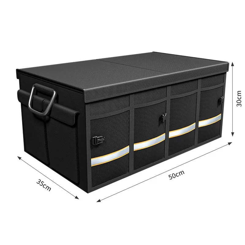 

Foldable Car Storage Box Vehicle Trunk Organizer Oxford Cloth Material Retro Style with Handle Versatile Car Storage Solution