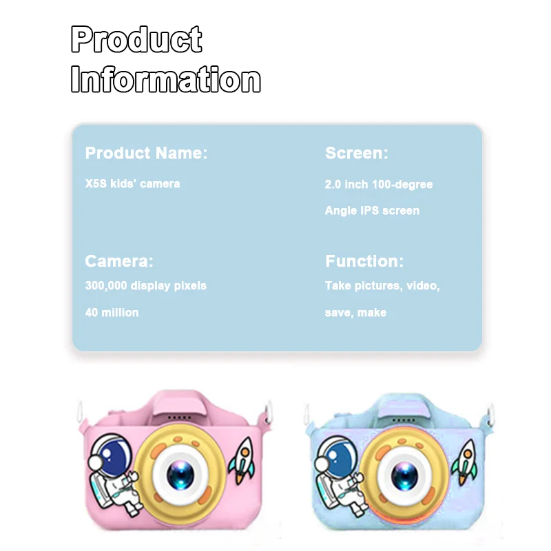 Mini Cartoon Spaceman  Camera 2 Inch HD Screen Educational Children Toys Portable Video Digital Camera SLR Camera For Kid Gifts