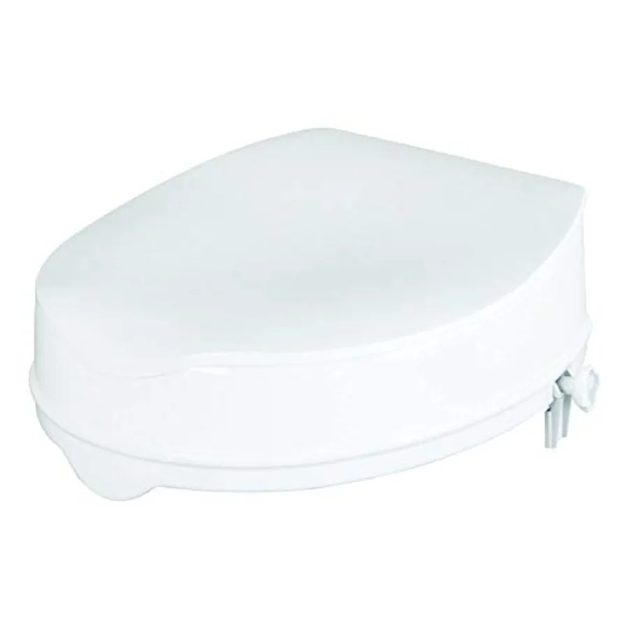 

Savanah Raised Toilet Seat with Lid 4 Elevated Seat for Seniors Universal Fit for Most Standard Toilets Portable Tool-Free Seat