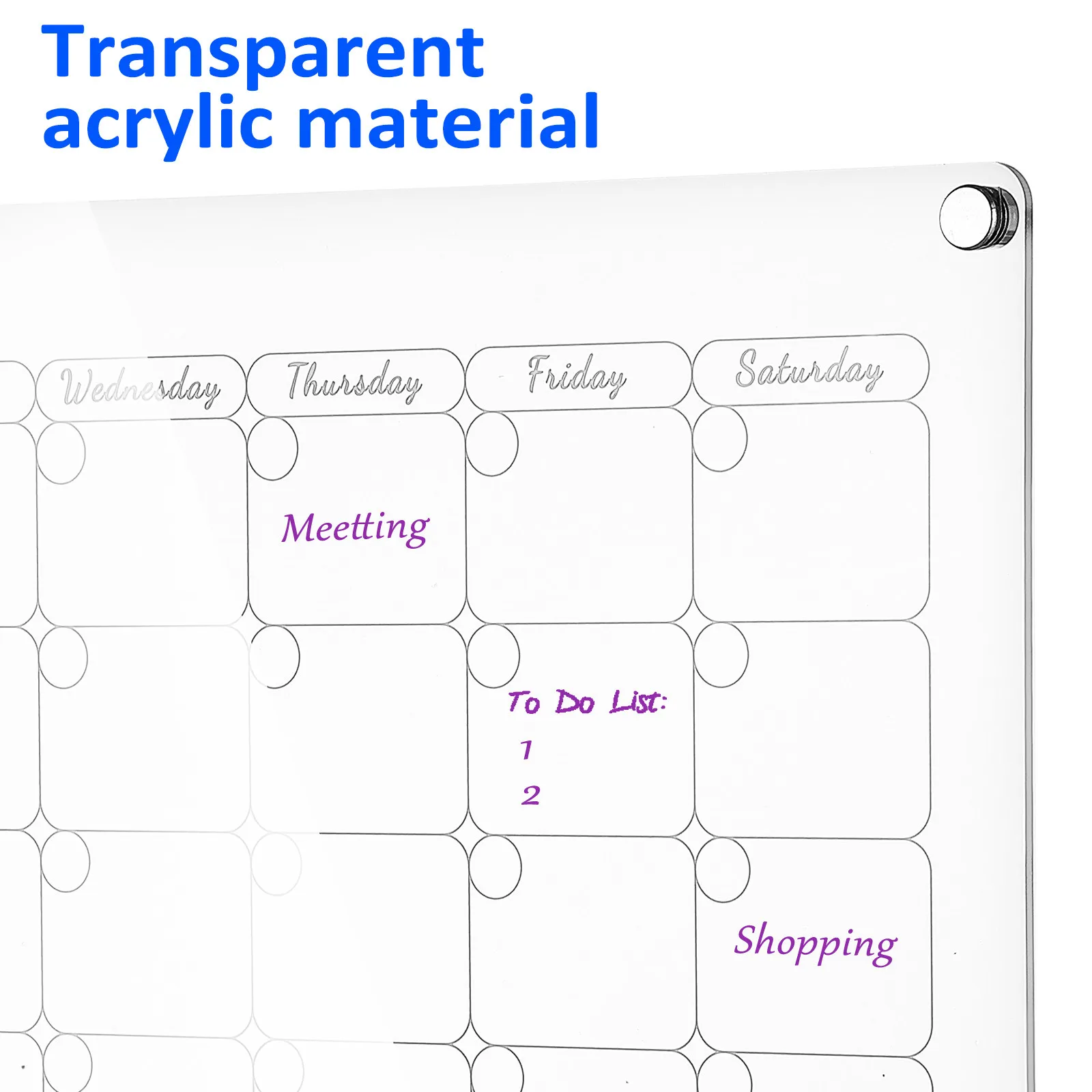2Pcs Acrylic Clear Writing Boards Transparent Monthly Weekly Planning Magnetic Fridge Message List Planning Whiteboards