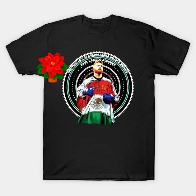 Camiseta de México Guadalajara Jalisco Fighting Canelo Alvarez Poncho, 100% algodón, cuello redondo, manga corta, informal, para hombre, talla S-3XL