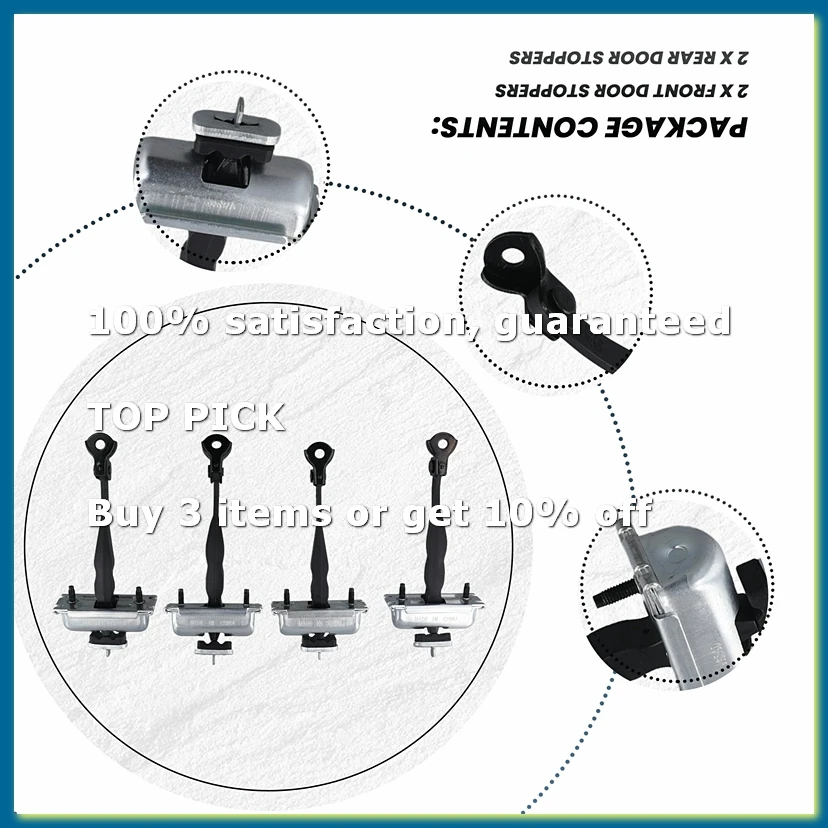 ●1Set/4pcs Front +Rear Door Check Strap Limit Rod Stop for Explorer/Police 2011-2018 BB5Z-7823552-A BB5Z-7827204-A