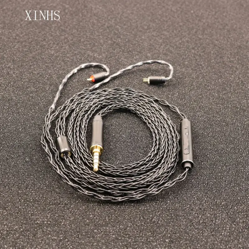 XINHS 8 strands black headphone upgrade cable with microphone