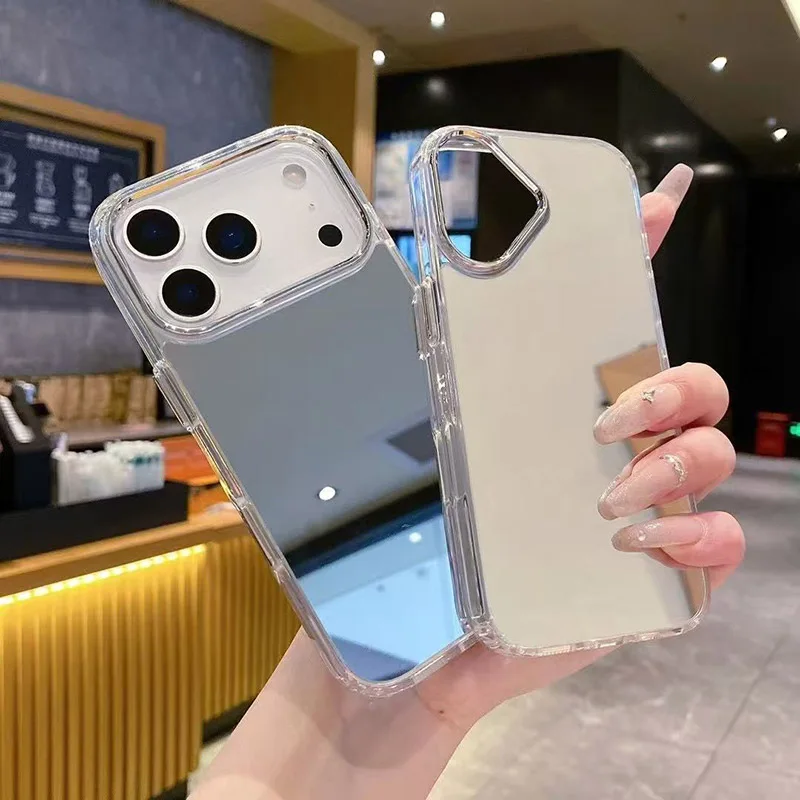 الصلبة عادي مرآة لوضع مساحيق التجميل جراب هاتف آيفون 17 16 15 14 زائد 13 12 11 برو ماكس للصدمات بولي TPU الوفير غطاء #1