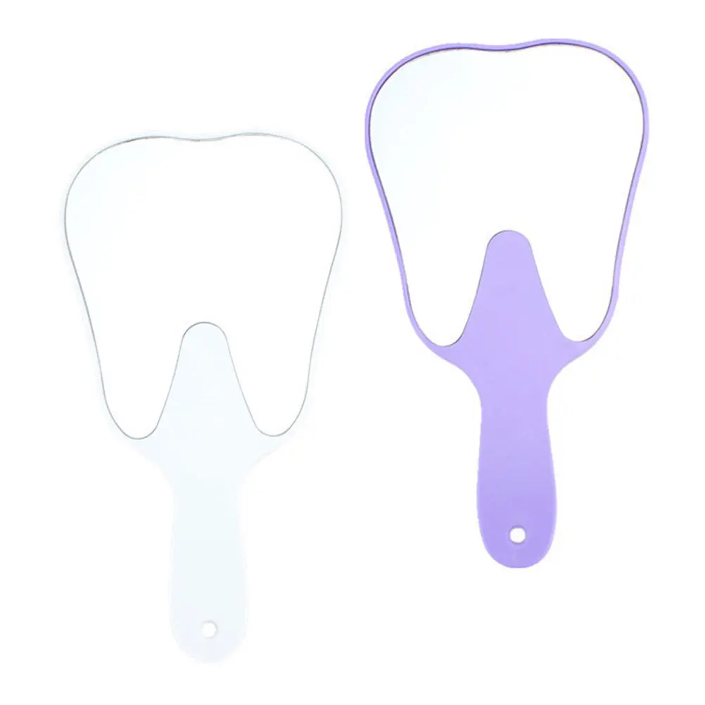 2Pcs Tooth Shaped Handheld Mirror Convenient to Clean for Repeated Use Reliable and Practical Handheld Mirror