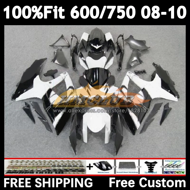 Injection For SUZUKI GSXR 600 750 CC GSXR600 2008 2009 2010 15No.6 GSXR-600 GSXR-750 K8 GSXR750 08 09 10 Fairing white black