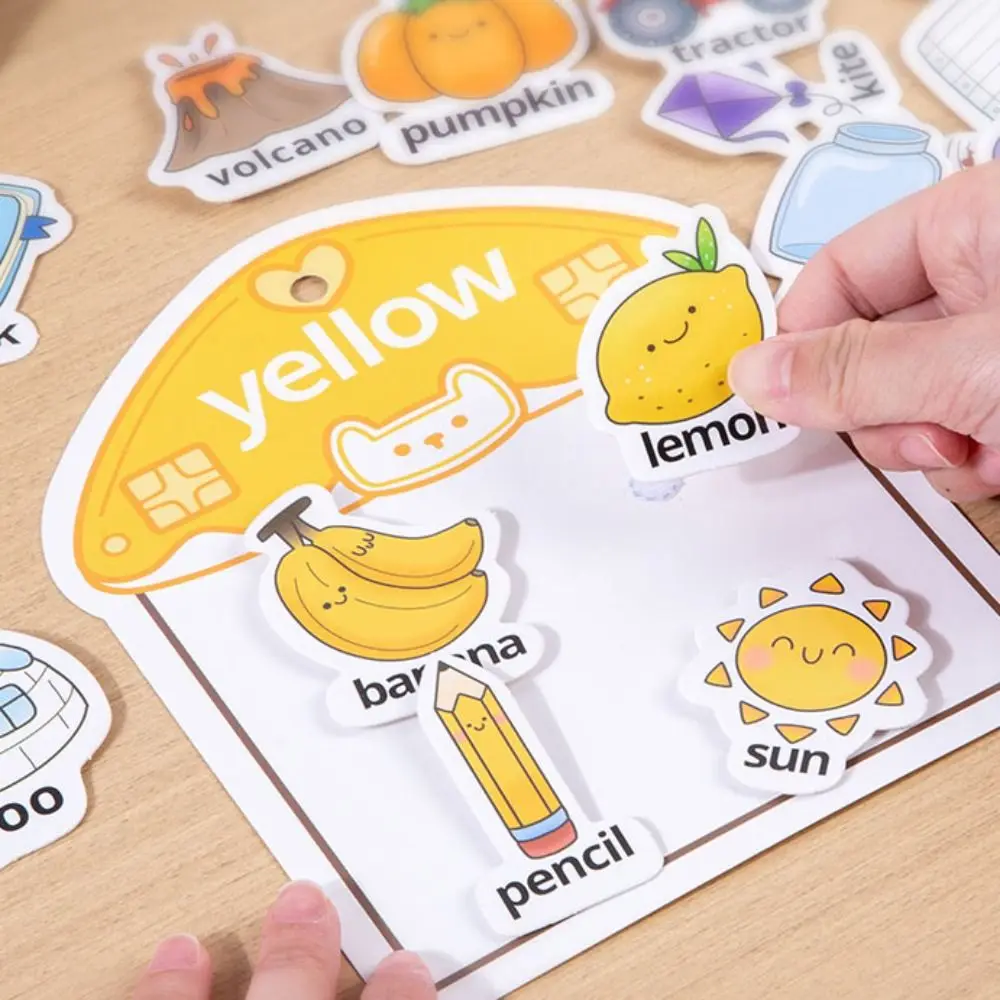 반복 붙여 넣기 몬테소리 조용한 바쁜 책 교육 인식 종이 DIY 붙여 넣기 재료 키트 만화 색상 분류