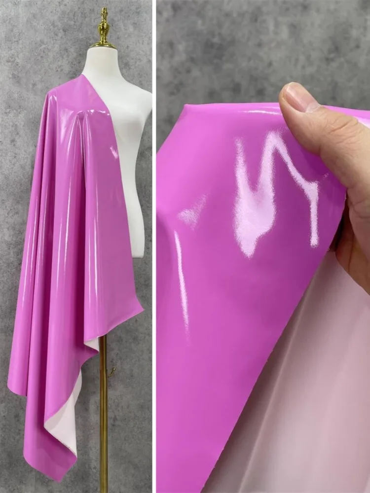 Soft Leather Fabric Rose Pink High Elasticity Waterproof Clothing Design Cloth Apparel Sewing By Meters Diy Material