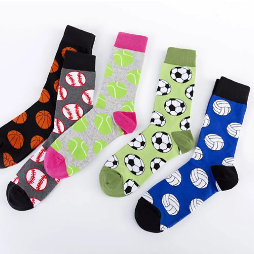 Calcetines de baloncesto de algodón Patrón creativo Talla única Se adapta a la mayoría de los calcetines deportivos casuales cálidos para hombres Otoño Invierno Frío