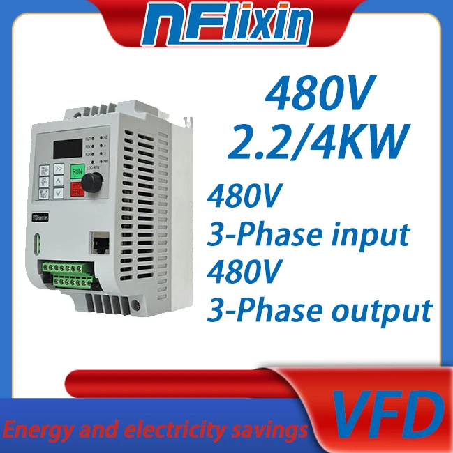 

Hot Sale！ For motor speed control and water pump 3 Phase 480V to 3 Phase 480V 2.2KW-11KW VFD Variable Frequency Inverter