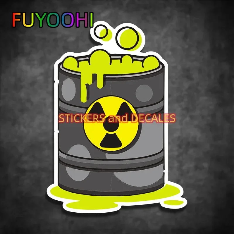 

FUYOOHI Car Stickers Cartoon Nuclear Waste Bucket Vinyl Decals for Auto Body Window Windshield Fuel Tank Bumper Decoration