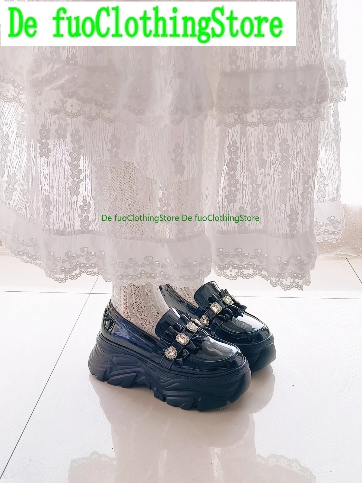 Neue Japanische Strass Patent Leder Muffin Schuhe Mine Serie Süße Spitze Sport Sohle Einzelnen Schuhe Frauen Plattform Faulenzer