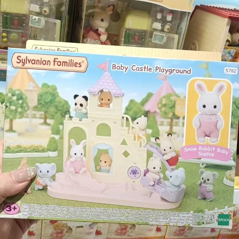 子供のための収集可能なアニメの置物のおもちゃ,シルバニアの家族,城の遊び,トレンディ,収集可能な人形,女の子のための誕生日プレゼント,オリジナル,2024