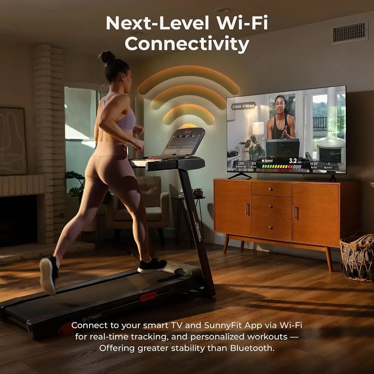 Folding Incline Treadmill with Tablet and Device Holder - SF-T4400