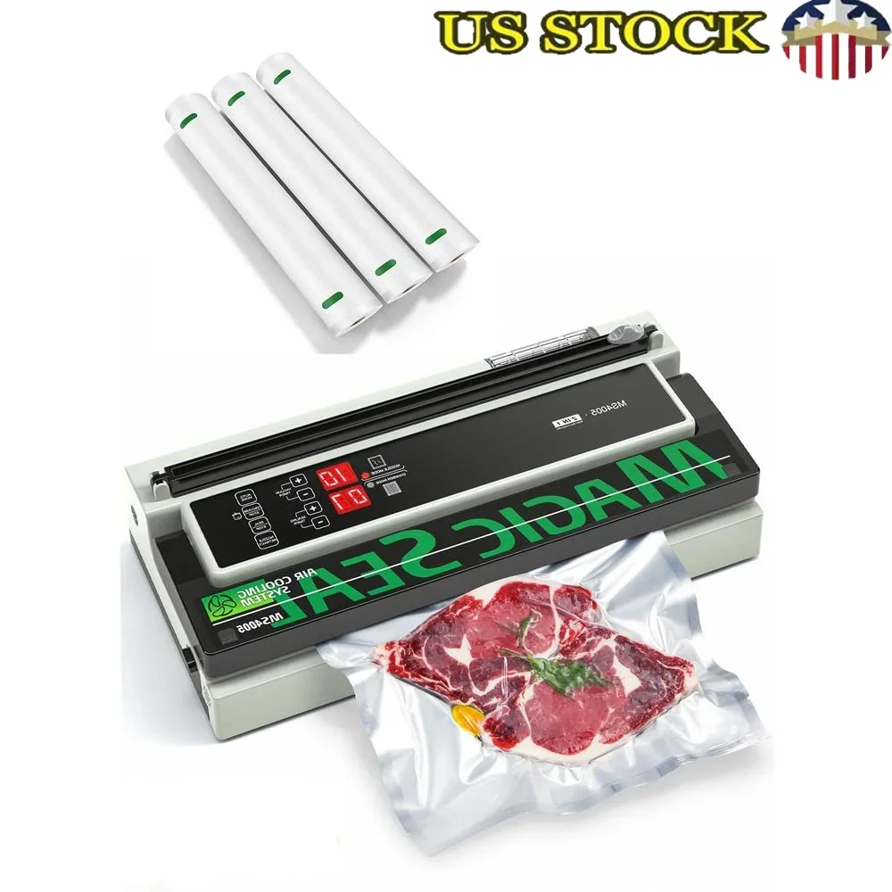 Commercial Vacuum Sealer Textured Vacuum Rolls Food Preservation with Smooth Bags and Mylar Compatible Vacuum Sealing Machine