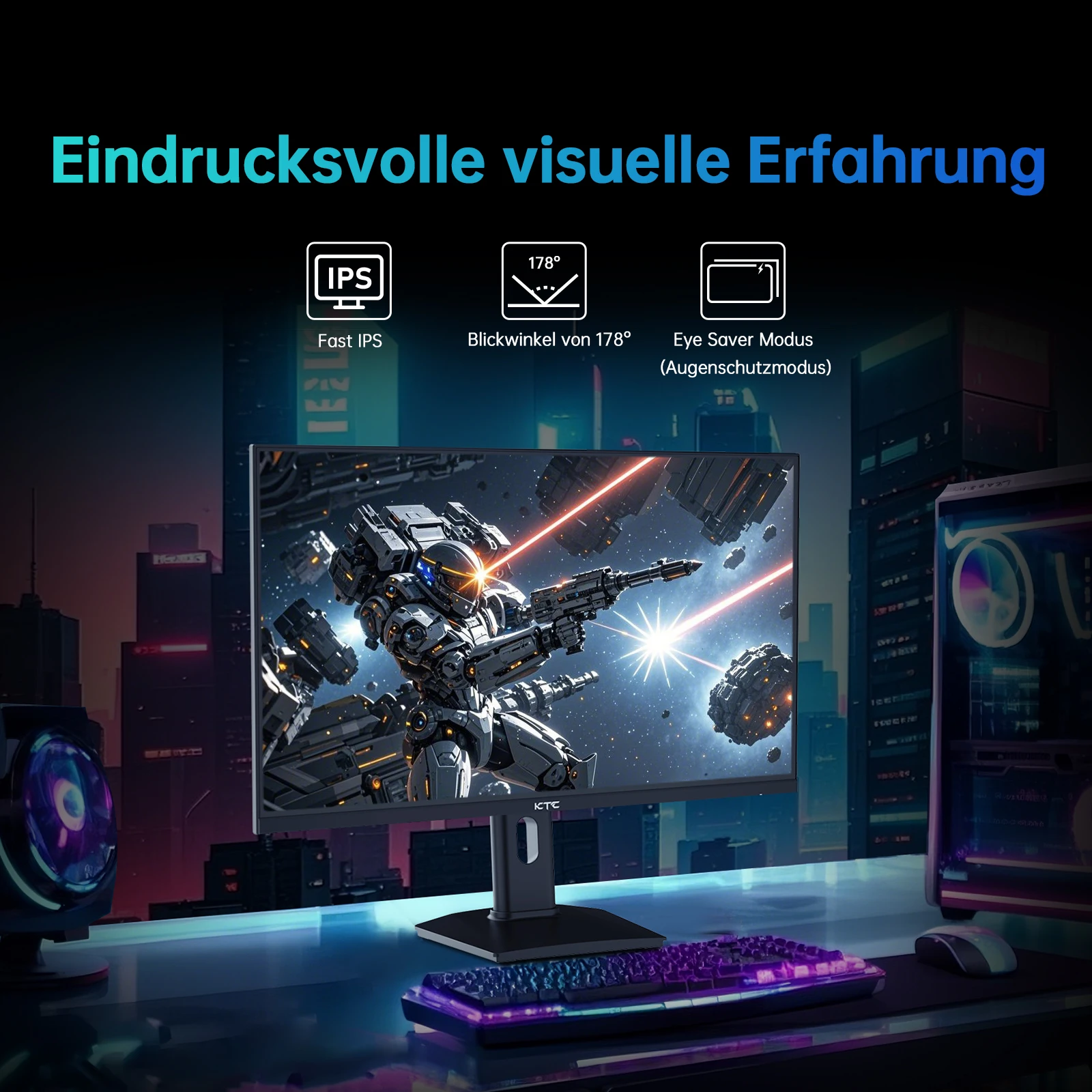 شاشة ألعاب KTC 27 Zoll، 2K@180 هرتز / 144 هرتز 1440 بكسل مع لوحة Fast-IPS، 1 مللي ثانية GtG، HDR 400، مزامنة تكييف، 450 cd/m2H27T7 #3