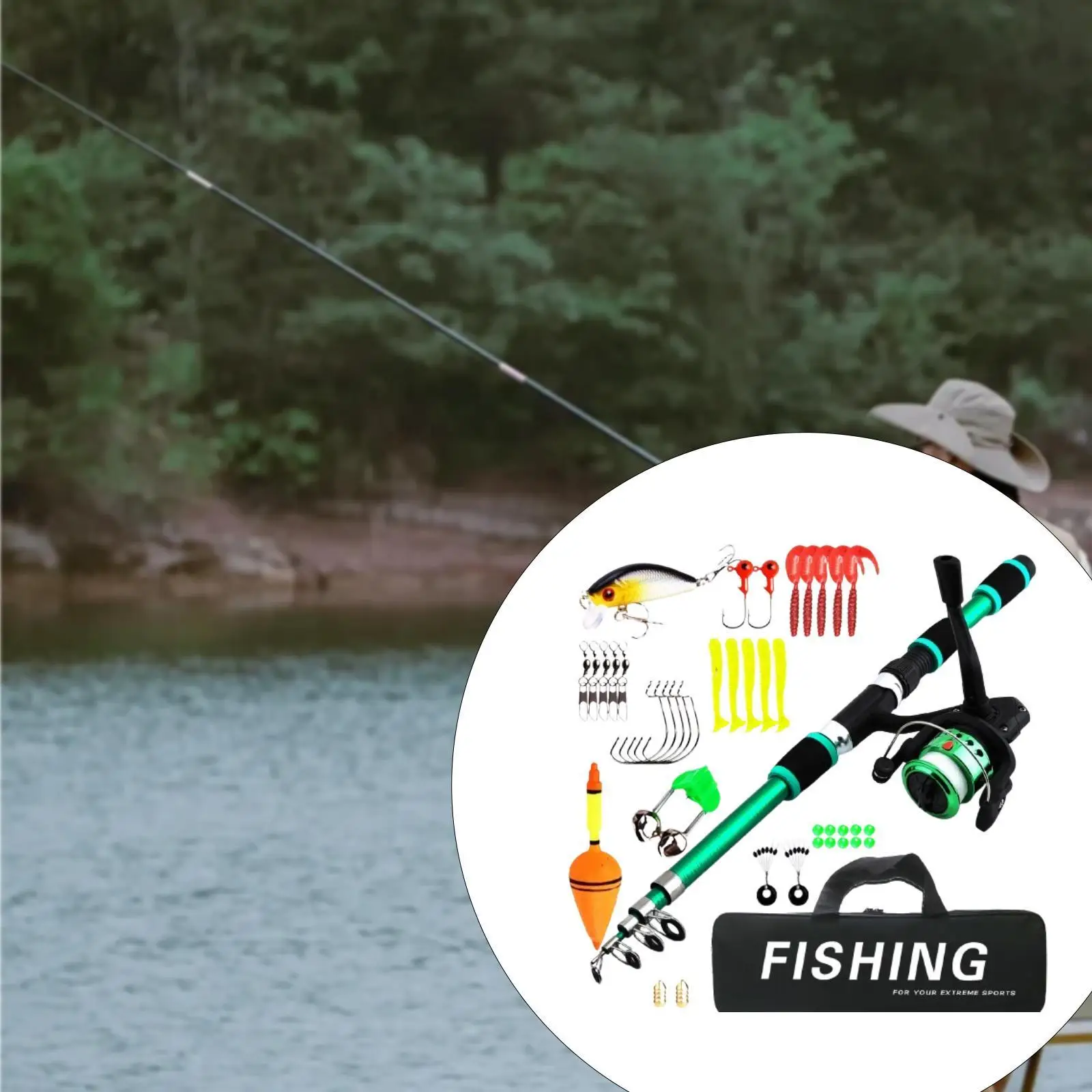 Kids Telescopic Fishing Rod and Reel Outfit Complete Compact Fishing Kit with Tackle Storage for Picnics and Travel view 6