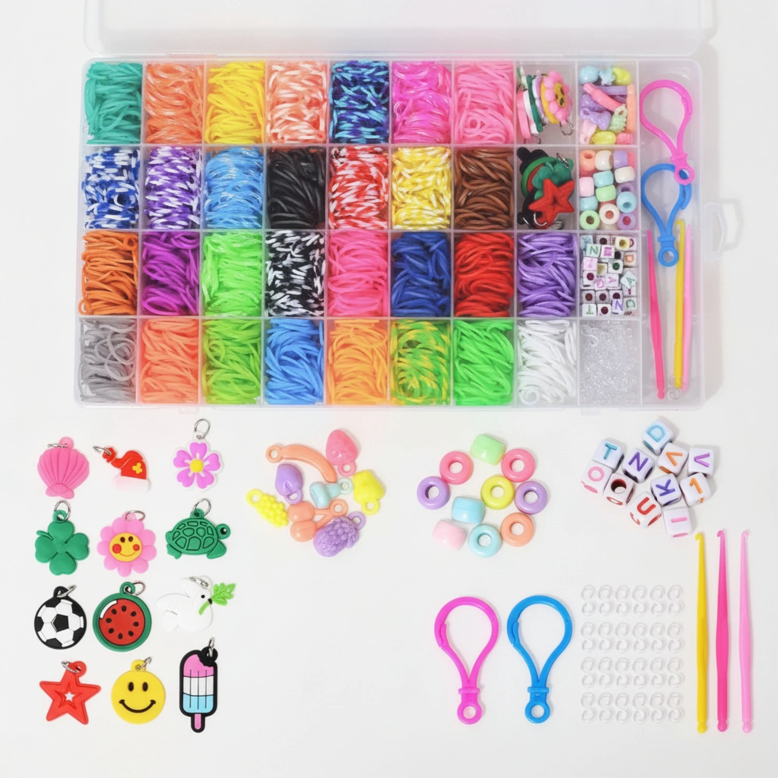 Bracelet Making Kit with Organizer Case Organized Rubber Band Bracelet Making Kit Loom Bands Set Colorful Loom Bands Clear