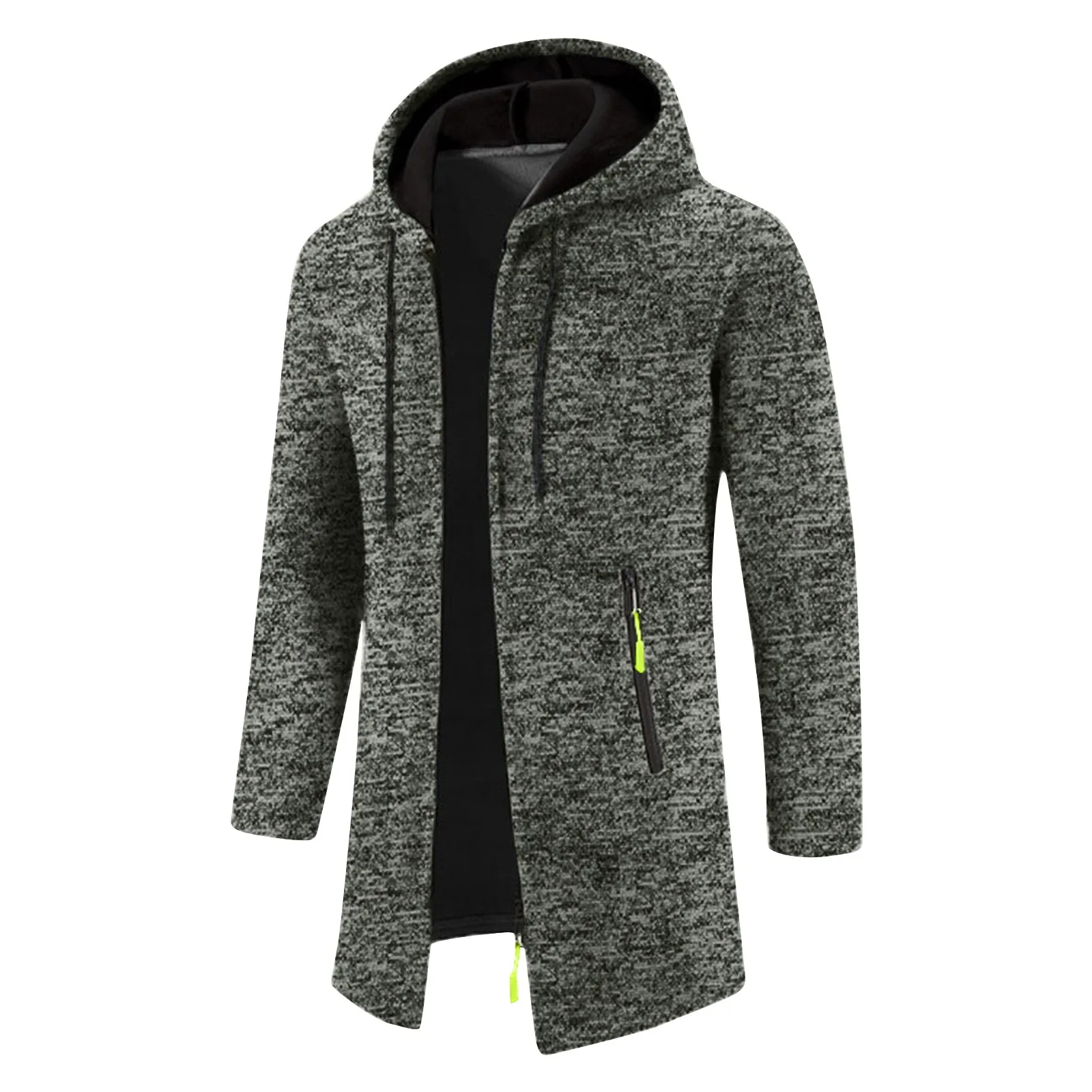 

Mens Sweater Jacket Medium Long Thin Velvet Hooded Zipper Windbreaker Jacket Spring Fall Daily Classic All-Match Cardigan Jacket