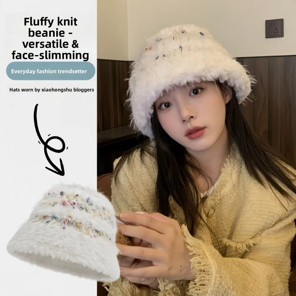 

Новая теплая вязаная шапка-бини, утолщенная защита ушей, пуловер, пушистые наушники, осень-зима