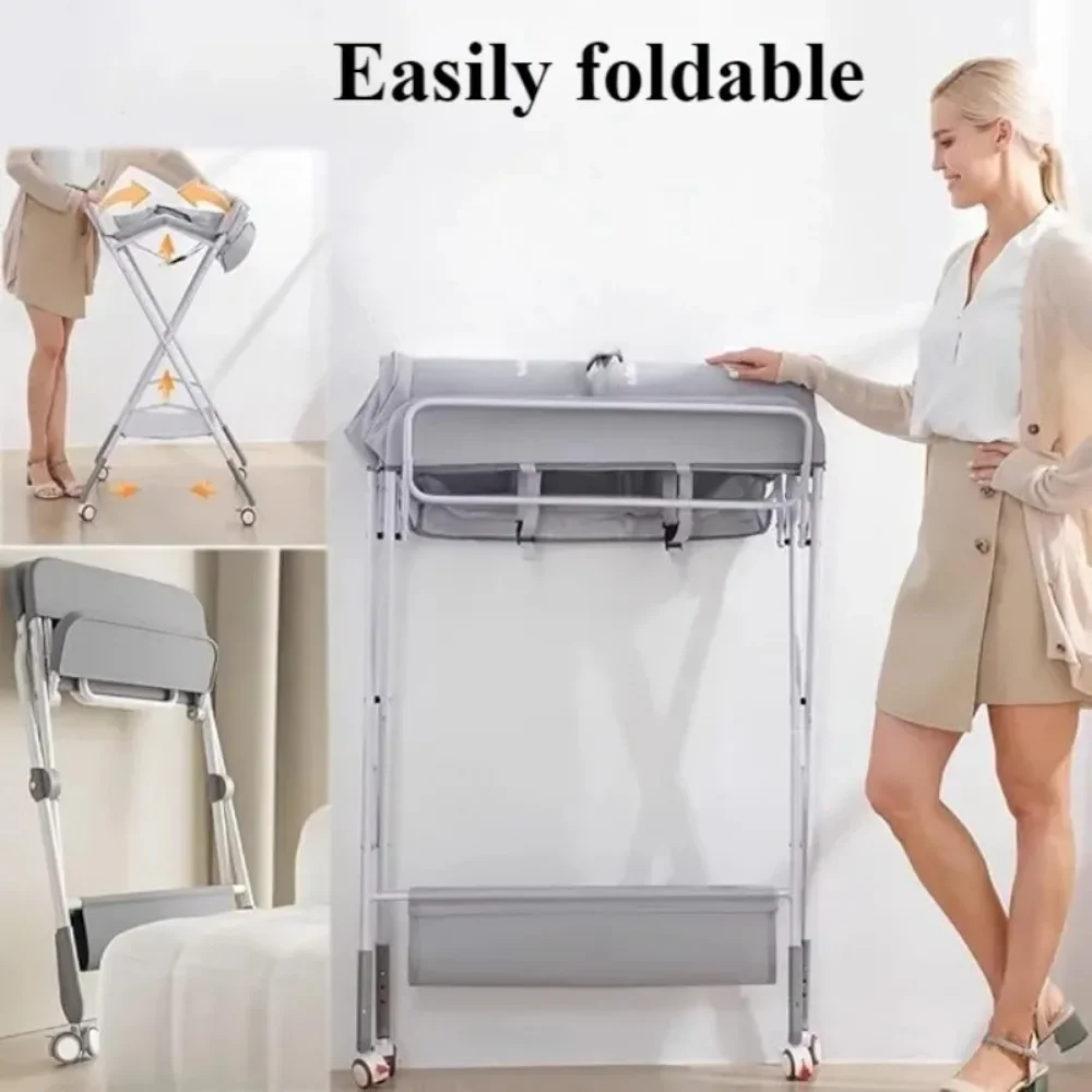 Diaper Care Table Height Adjustable Folding Baby Changing Table Large Storage Portable Baby Bed Home Mobile Newborn Care Tables