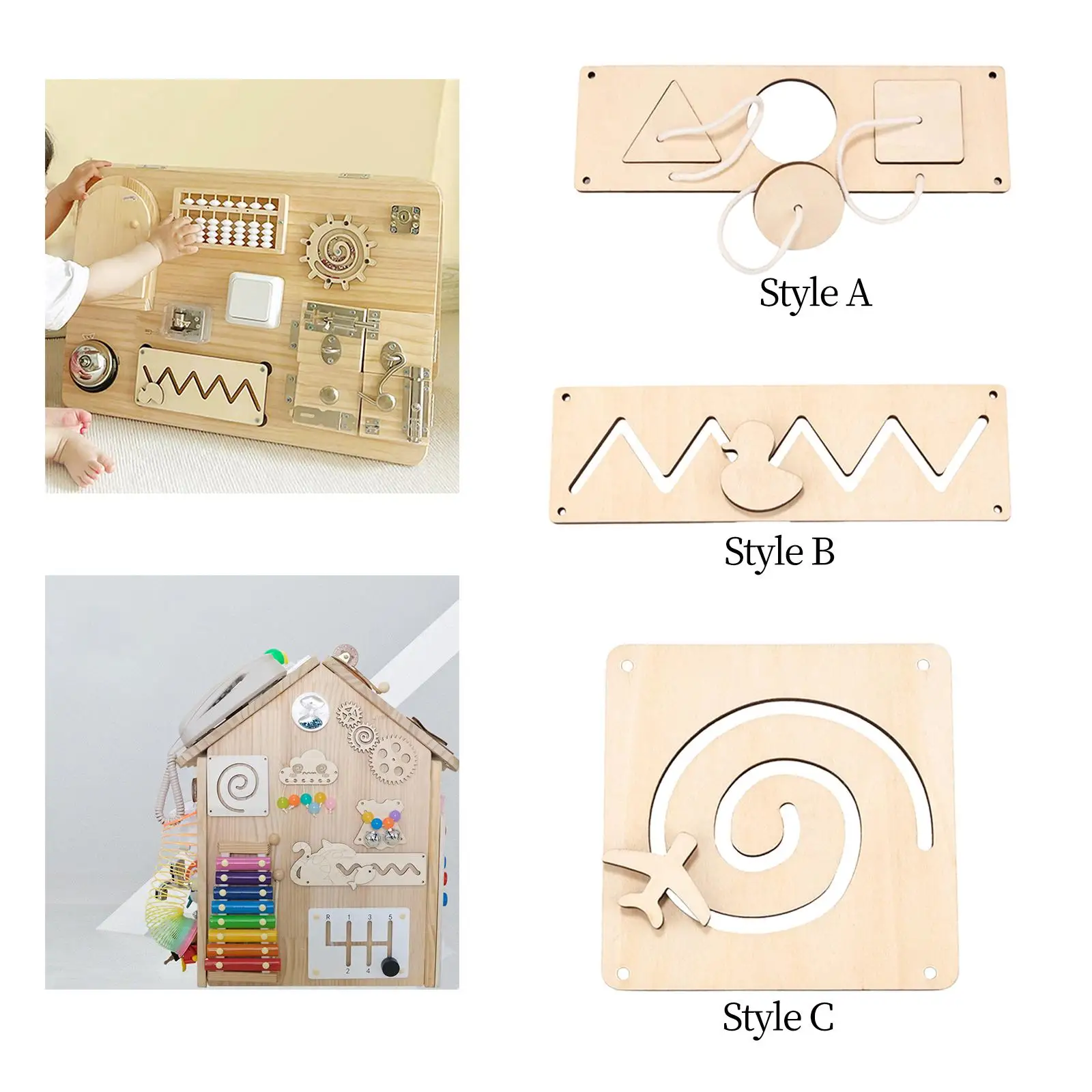 Wooden Sensory Activity Boards Fine Motor Skills Learning Busy Board Material for Nursery