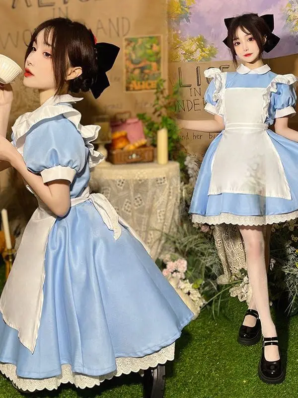 

Blue Princess Dress Maid Outfit Women's Clothing Qing Blue Tunic Top And Wide Leg Pants Traditional Chinese Festival...