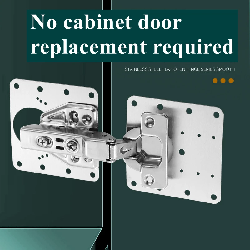 Cabinet Hinge Sets Repair Plates Stainless Steel Door Hinge Mounting Plate with Hole and Screws for Furniture Cabinet Cupboard