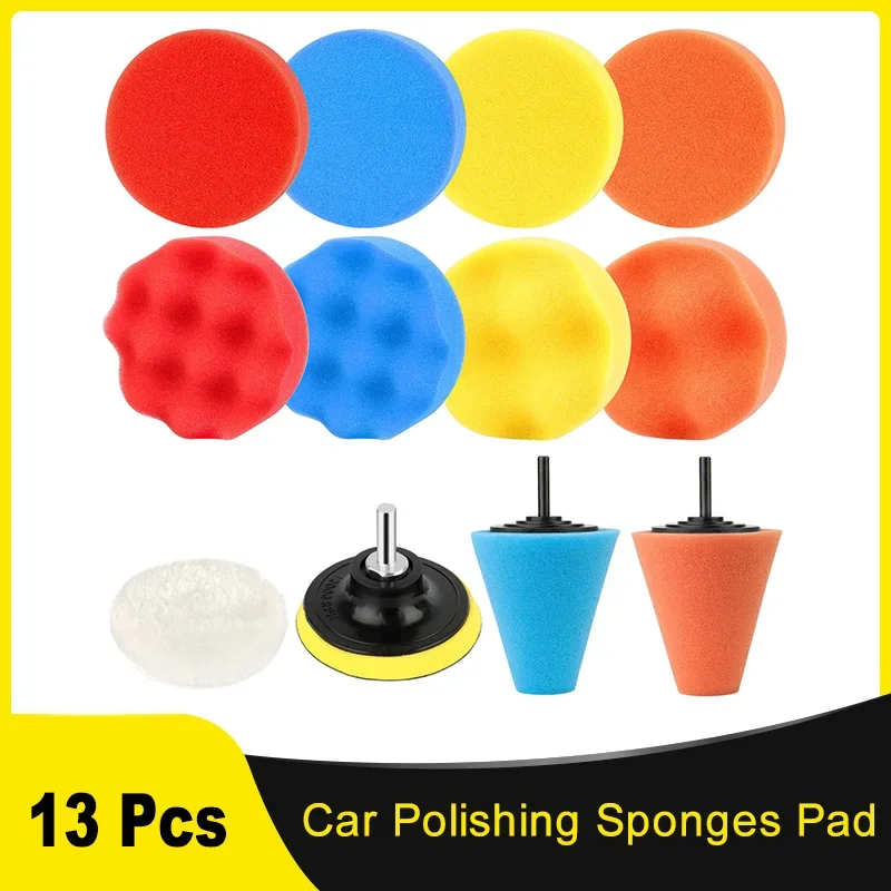 13 Pcs Car Polishing Sponges Pad Set Polishing for Cordless Screwdriver Polishing Machine Polishing Pad Drill Polishing Grinding