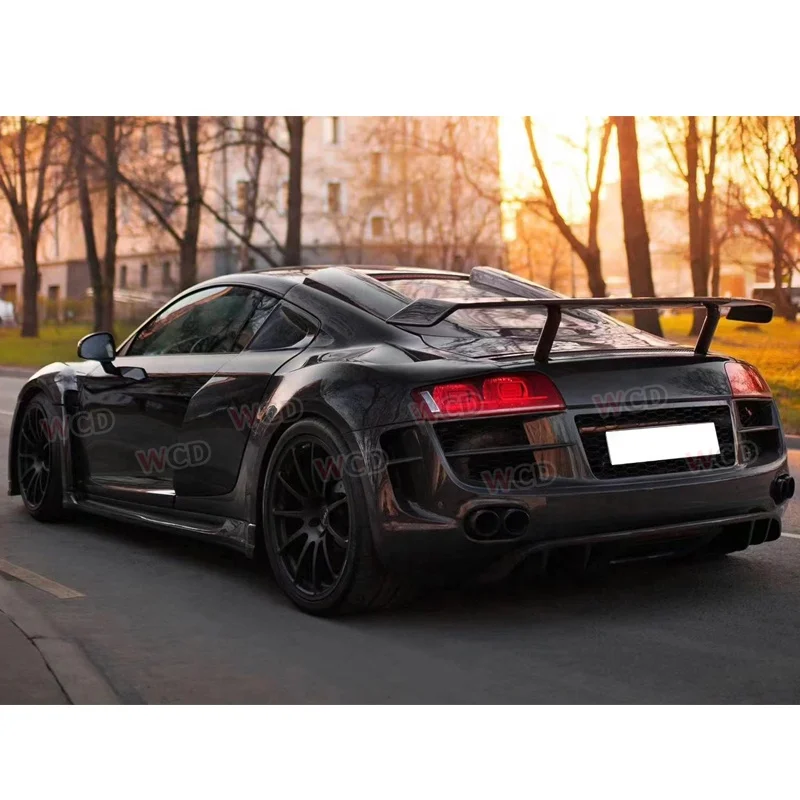 PPI style wide body kit FRP and Carbon fiber for Audi R8 bumper engine hood side skirts wheel arches fender spoiler diffuser