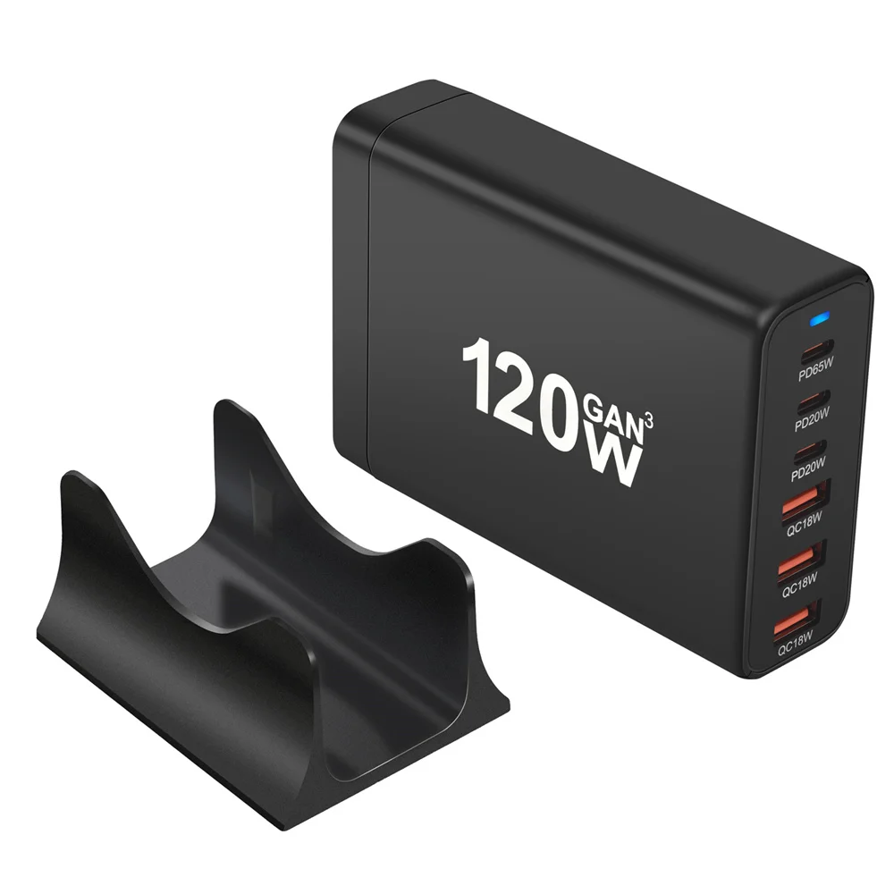 새로운 스타일 120W GaN 충전기, 6 포트 USB C타입 PD 충전기, 빠른 충전, USB3.0 C타입, 휴대폰 USB 충전기