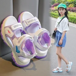 Girls' Sandals 2024 New Summer Big Kids Beach Fashion Sports Soft Soled Children's Sandals for Little Girls