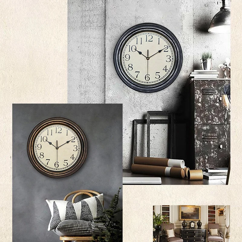 12 Inch Silent Retro Wall Clock Quartz Decorative Table Dial Battery Non-Ticking Digital Clock For Bedroom