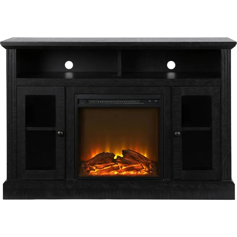 Chicago Fireplace TV Stand for TVs up to 50 Inch, Replaceable Electric Fireplace Insert Heater, Realistic Log