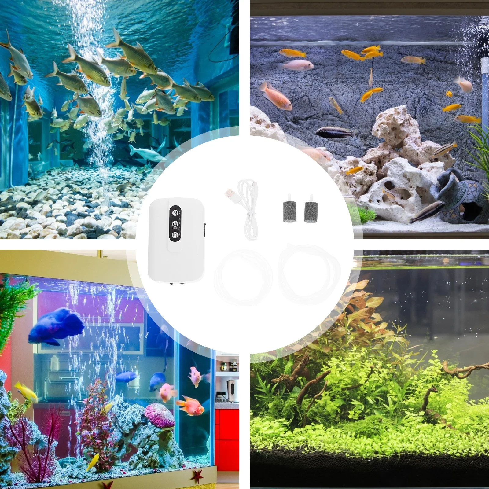 

Aquarium Air Pump Oxygen Aerator USB Fish Tank Supplies Portable Large Stable Bubble Generation Waterproof