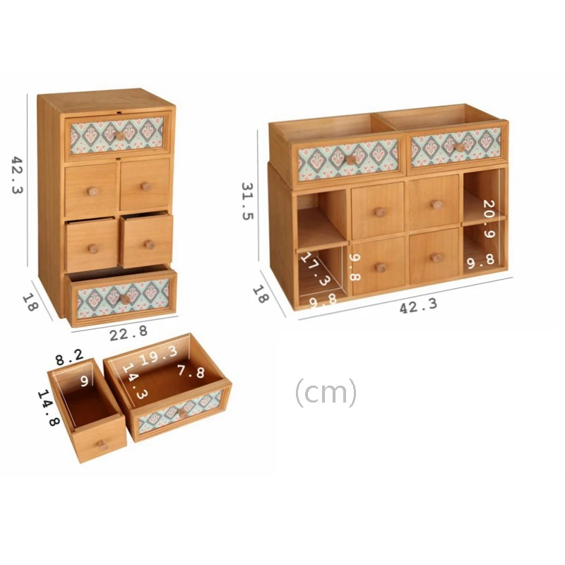 

Handcrafted Pine Wood Multi-Function 6-Drawer Storage Unit