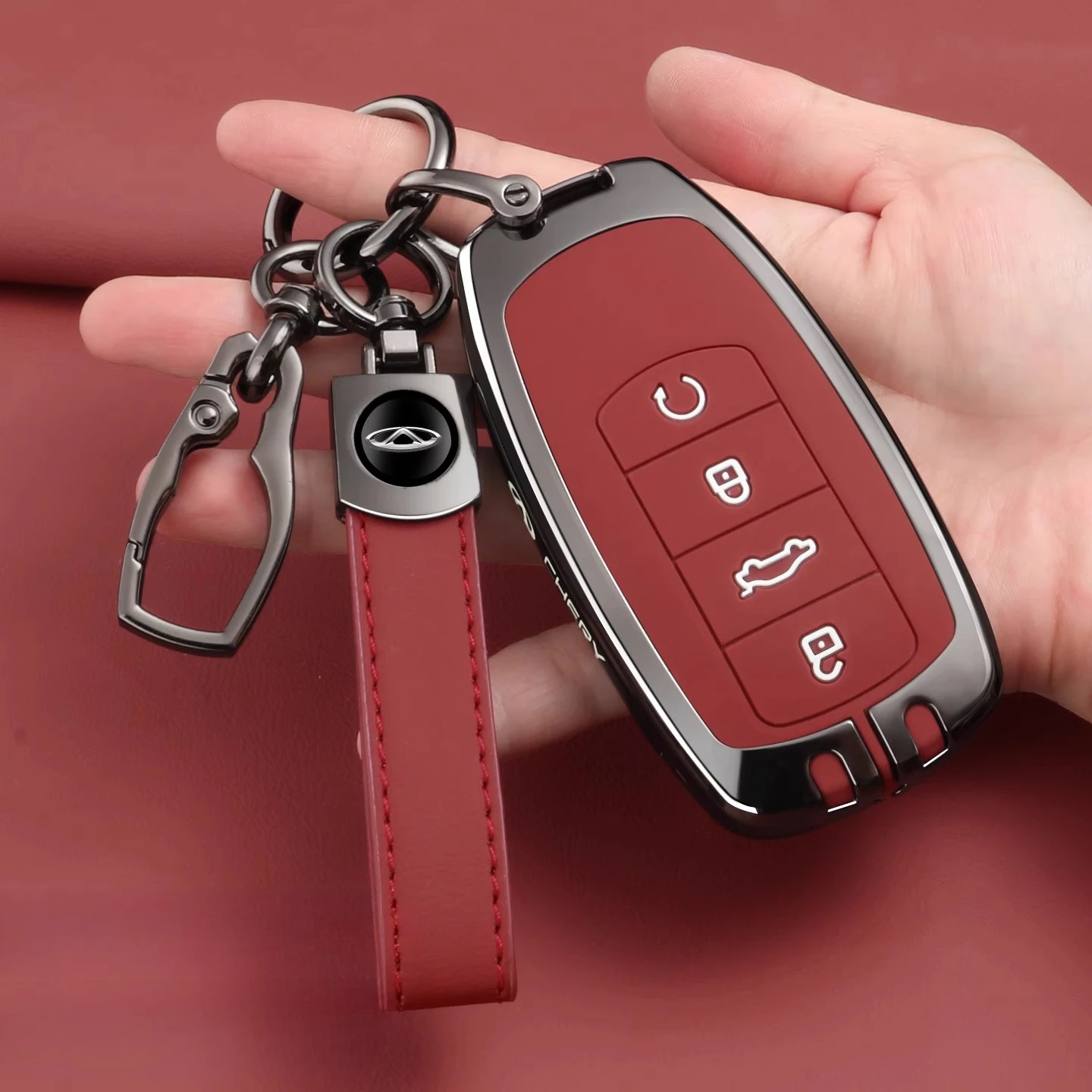 

Zinc Alloy Car Remote Control Key Case Protection Shell Keychain for Chery Arrizo 8Pro 24/25 Tiggo 8 /9Plus Discovery 06